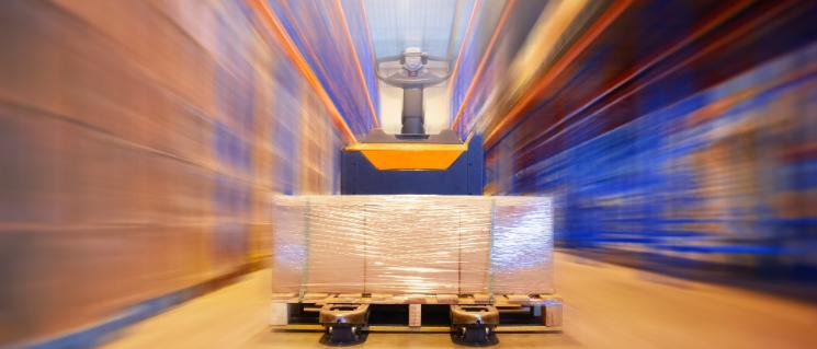 Forklift in a warehouse