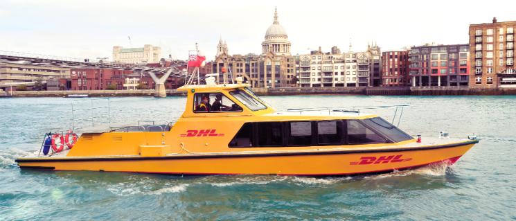 DHL Delivery Boat on River Thames
