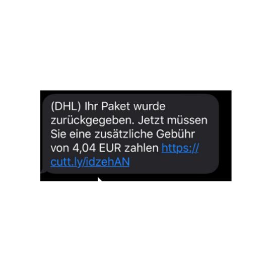 Screenshot einer betrügerischen SMS