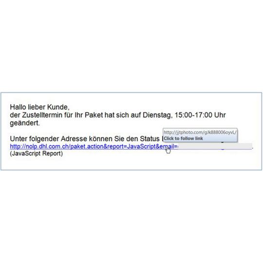Screenshot einer betrügerischen E-Mail