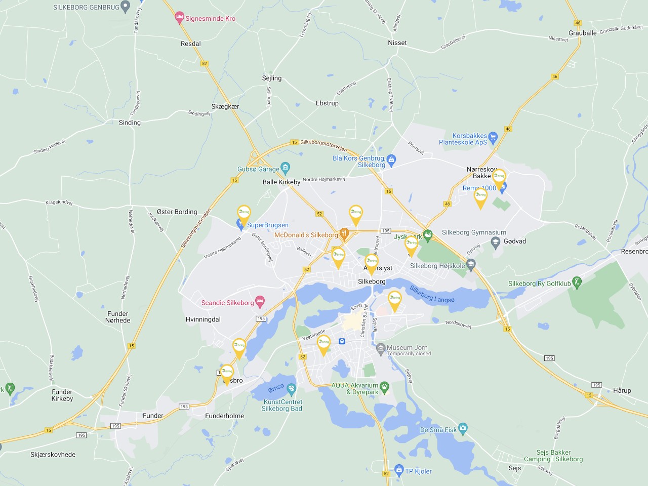Example image of a map showing results of the ServicePoint finder