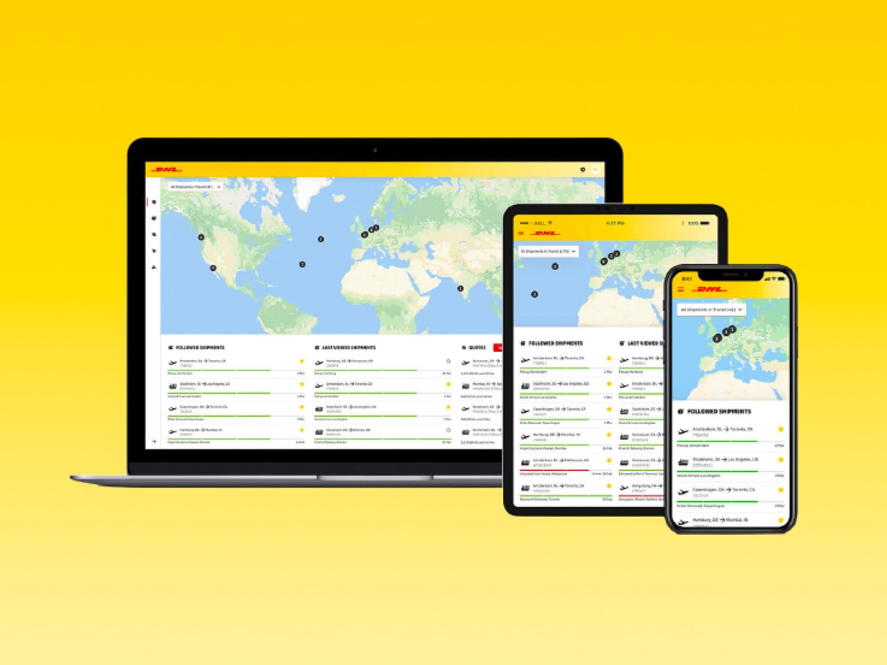 myDHLi-portalen, exempel i surfplatta och telefon 